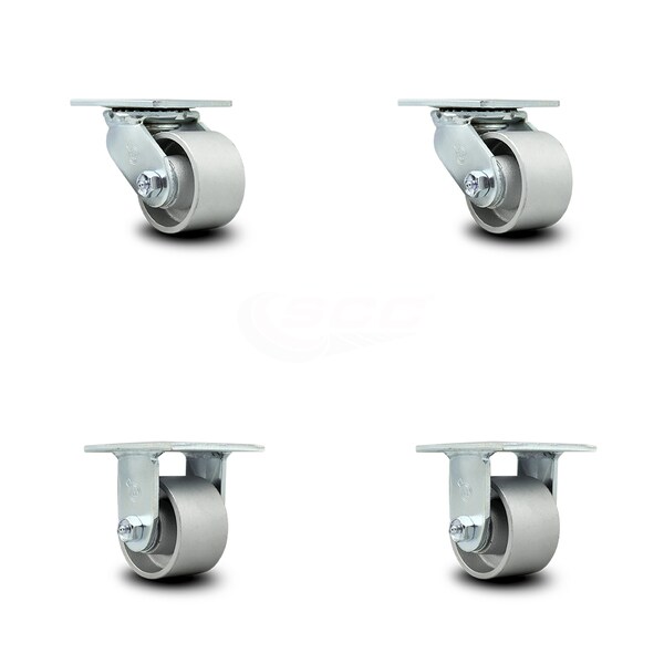 3.25 Inch Semi Steel Caster Set with Ball Bearings 2 Swivel 2 Rigid SCC